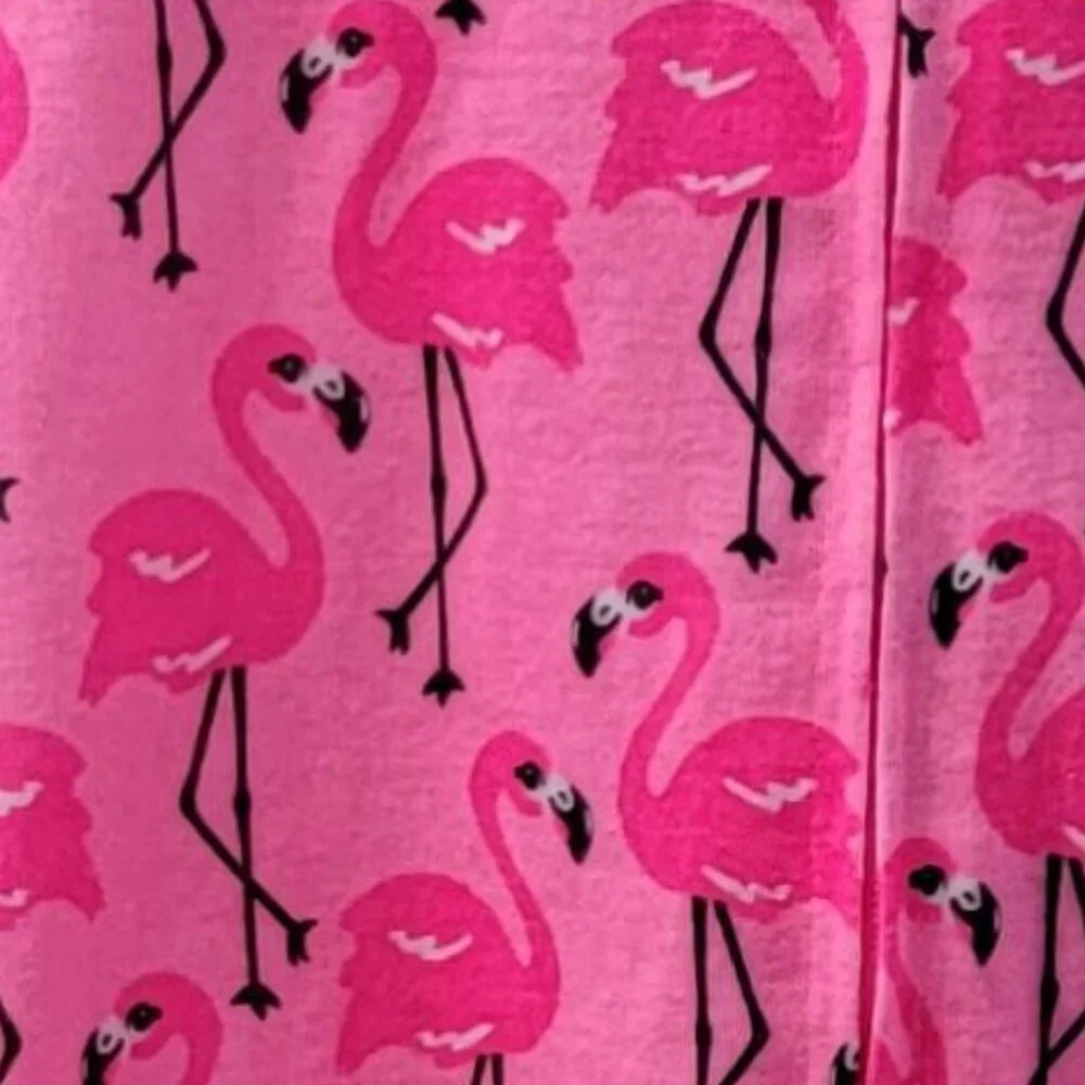 Justice Girls Graphic Hoodie Romper Pink Black Flamingos Sleepwear Size 10